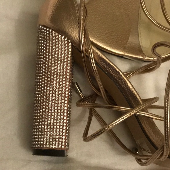 Nude Glitter Chunky Heels - Picture 6 of 6